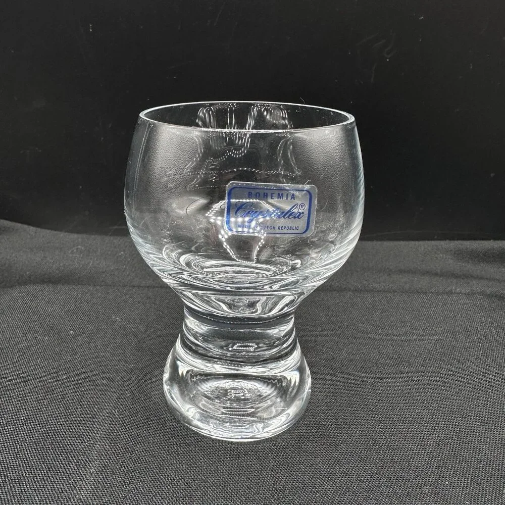 Bohemian Czech Crystal Shot Glasses 3oz Weighted Base Set of 6 Vintage 1990s